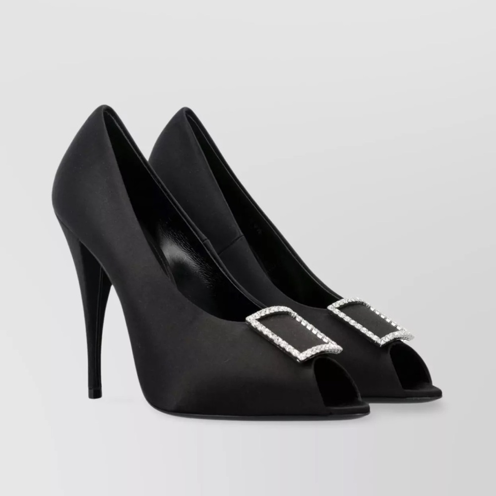 YSL Elegant Black Peep-Toe Heels